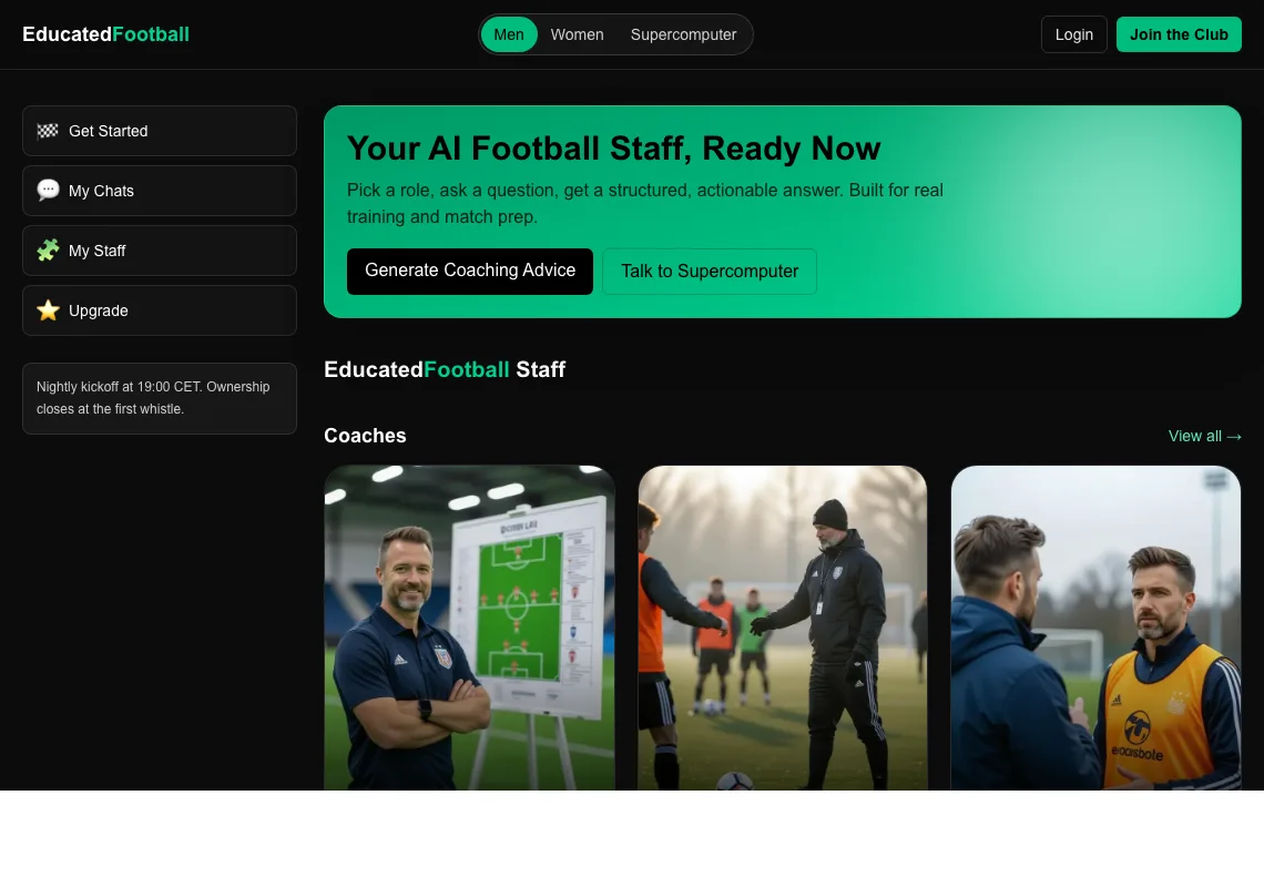 Screenshot of educatedfootball.com